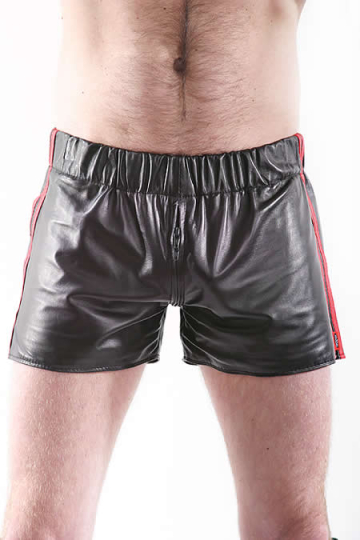 Leder-Boxershort Doppel-Streifen in ROT  2