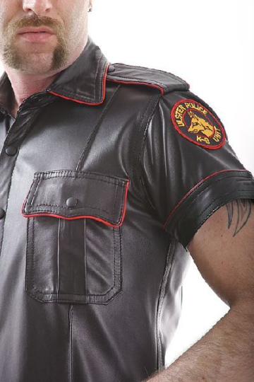 Lederhemd Kurzarm mit Paspel - Rindleder LammTouch BLAU  2