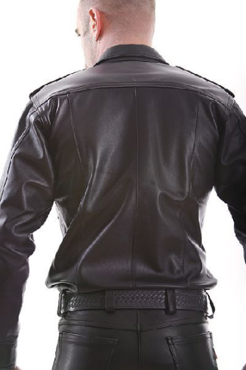 Lederhemd, Langarm schwarz  2