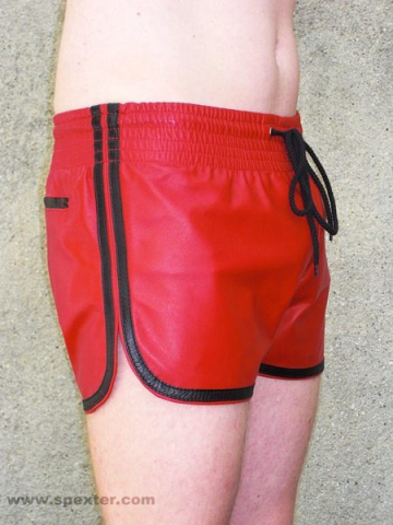 Leder-Sport/Boxershort, rot-schwarz  2