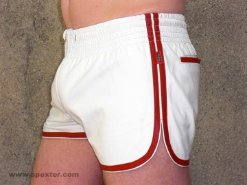 Leder-Sport/Boxershort, weiss-rot  2