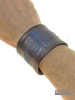 Leder-Armband mit Stickerei  BLAU 