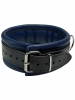 Leder-Halsband gepolstert Dunkelblau - 3 D-Ringe - 6,5cm 