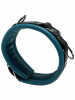 Leder-Halsband gepolstert Enzianblau - 3 D-Ringe - 6,5cm 