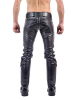 Mister B Leather FXXXer Jeans schwarz - schwarze Paspel 