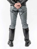 Mister B Leather FXXXer Jeans grau - schwarze Paspel 