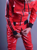 Riegillio PVC Tracksuit Hose ROT - schwarze Streifen 