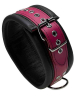 Leder-Halsband gepolstert Fuchsia-Pink - 3 D-Ringe - 6,5cm 