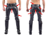 Mister B Leather FXXXer Jeans schwarz - schwarze Paspel 