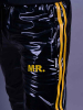 Riegillio Wet Look Lack Tracksuit Pants-gelbe Streifen 