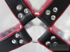 Oberkörper-Harness mit Schließen - rote Paspel - 4cm 
