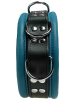 Leder-Halsband gepolstert Enzianblau - 3 D-Ringe - 6,5cm 