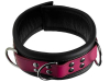 Leder-Halsband gepolstert Fuchsia-Pink - 3 D-Ringe - 6,5cm 