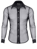 Netz-Shirt CESARE Langarm-Hemd schwarz 