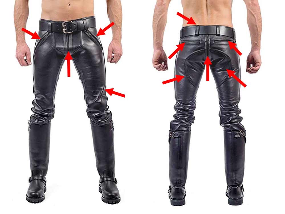 von Mister B Leather FXXXer Jeans schwarz - schwarze Paspel