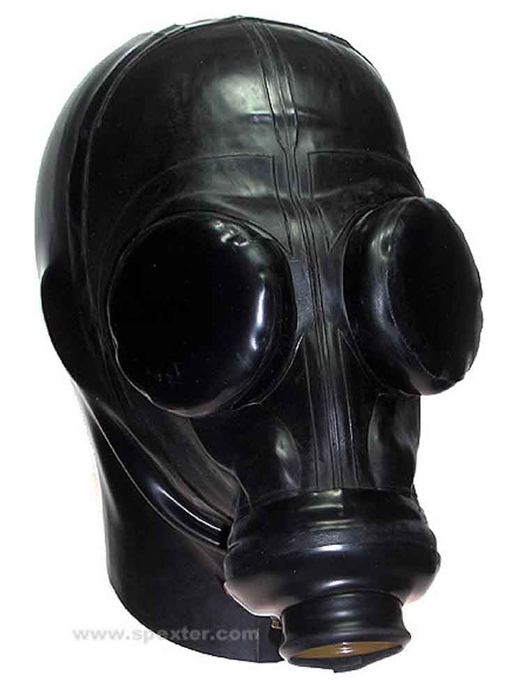 diskret kaufen Gummi-Gasmasken-Haube mit Augenklappen | Spexter.com